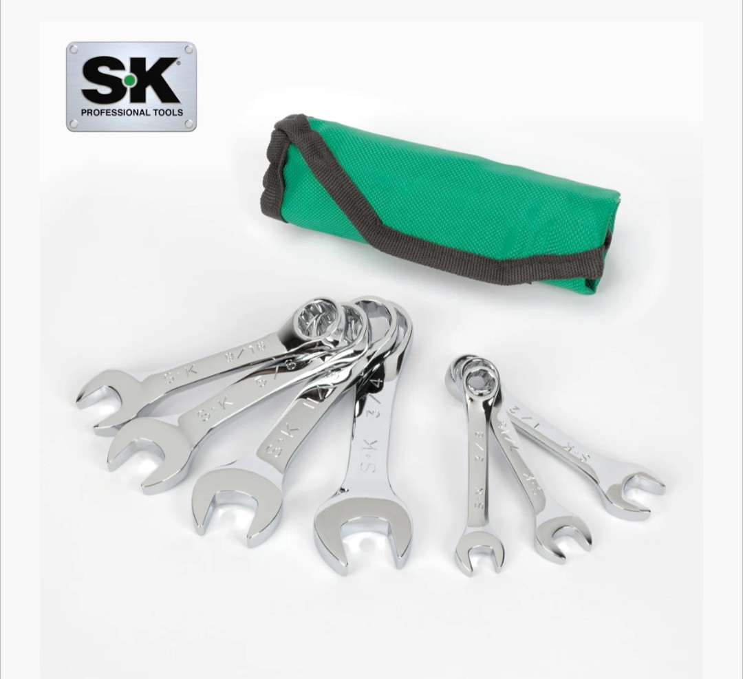 SK 7 Piece 12 Point SAE SHORT Wrench Set SK Professional Tools LIFETIME WARRANTY