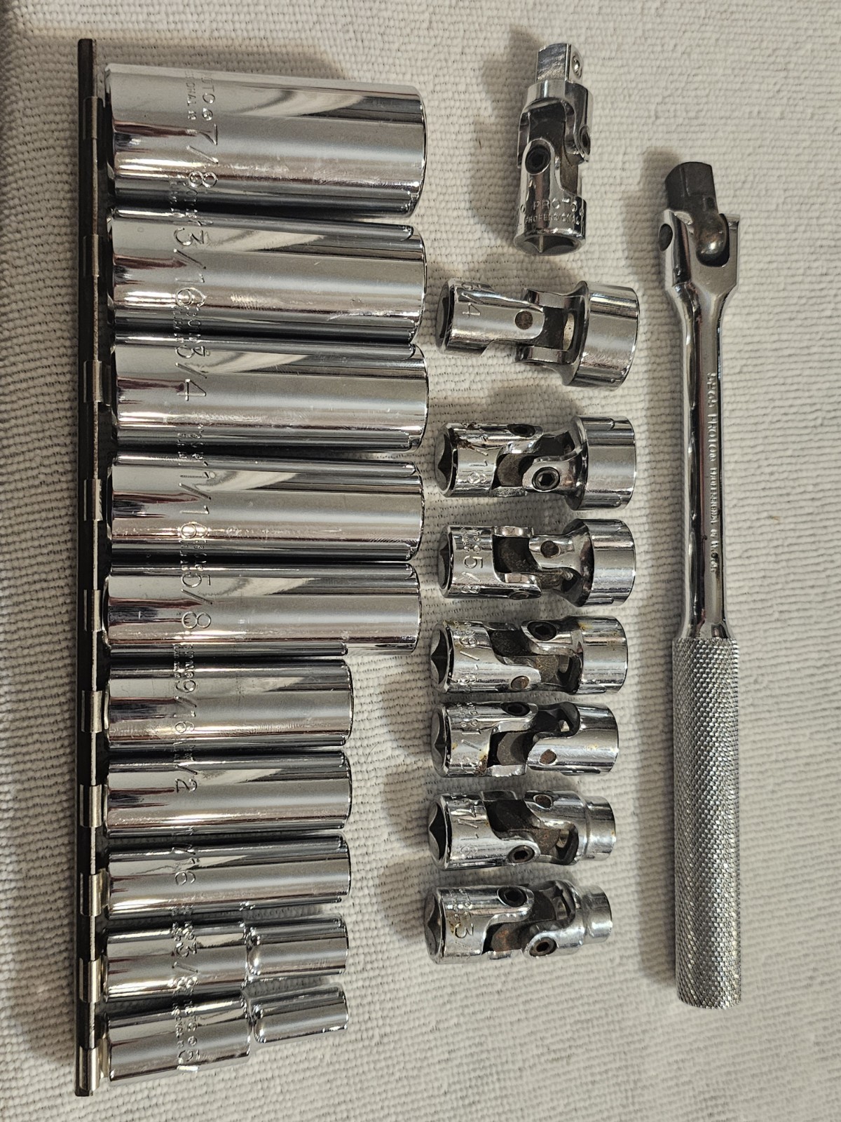 Proto Professional Socket Set Bundle. Made In The USA.SWIVEL SOCKET,DEEP SOCKET.