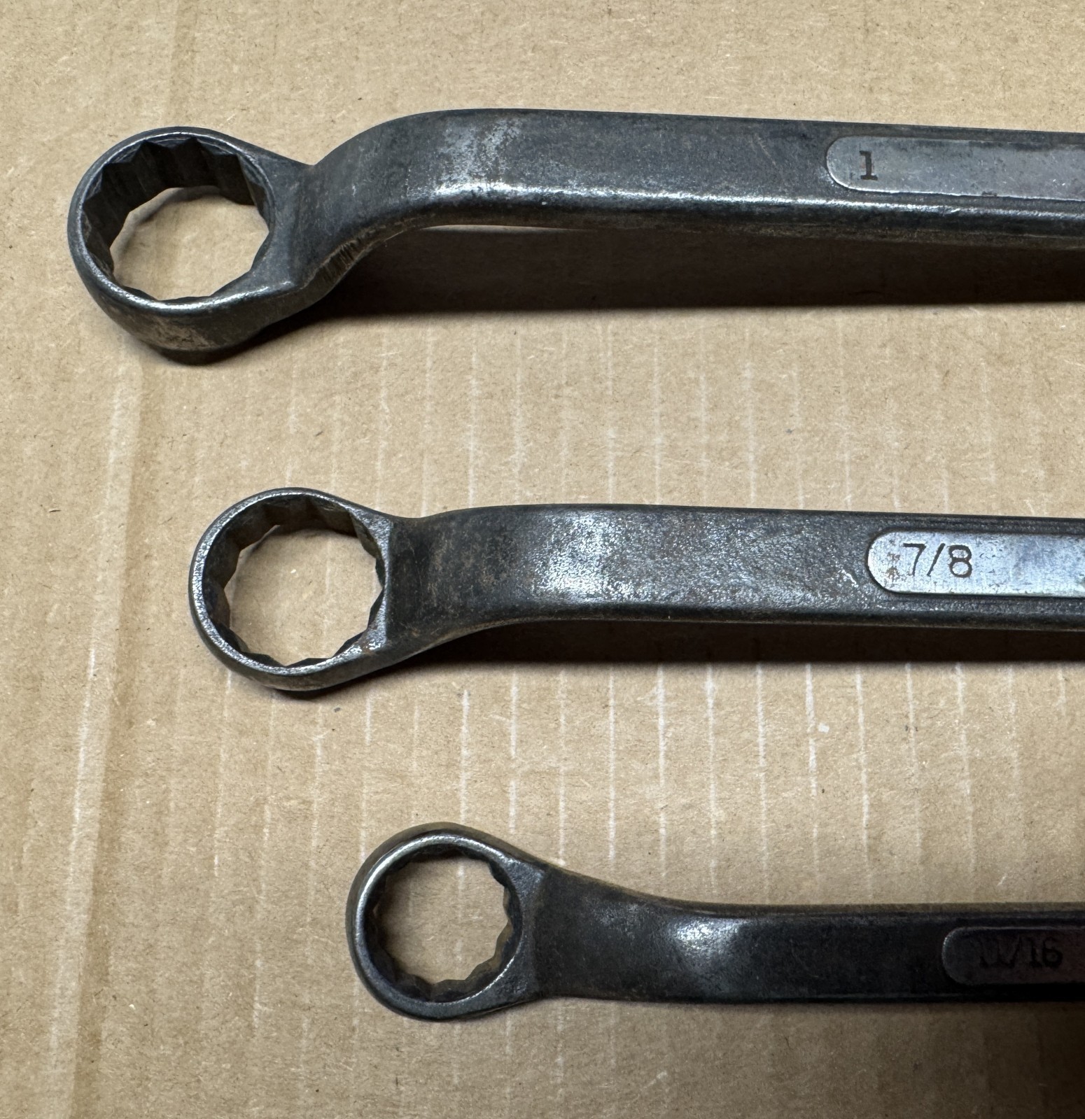 Set of 3 Craftsman Forged USA Cl Series Offset Double Box End Wrenches 5/8 to 1″