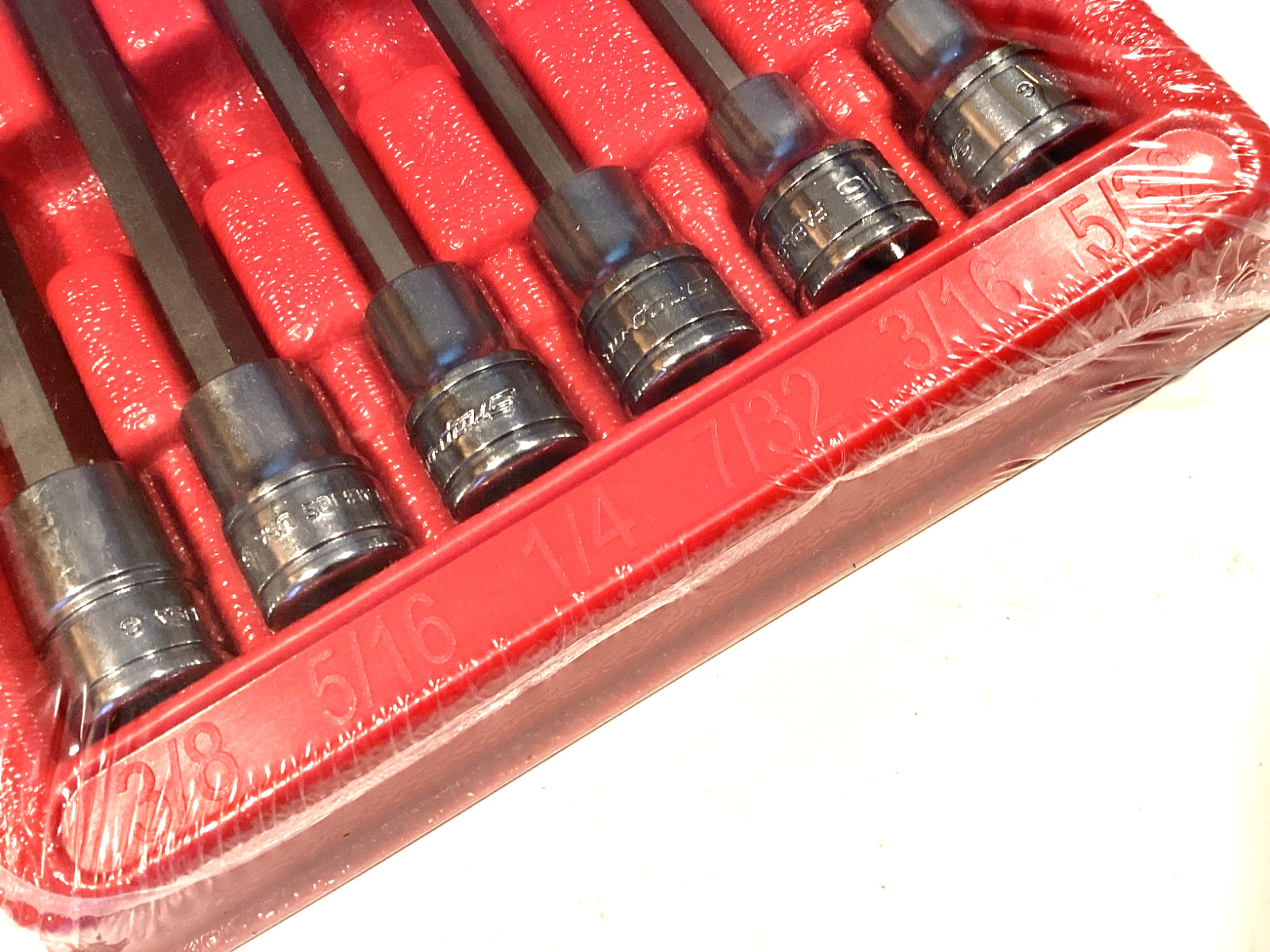 Snap On NEW 6 Piece 3/8” Drive SAE Long Ball Hex Bit Socket Set 206EFABL SEALED