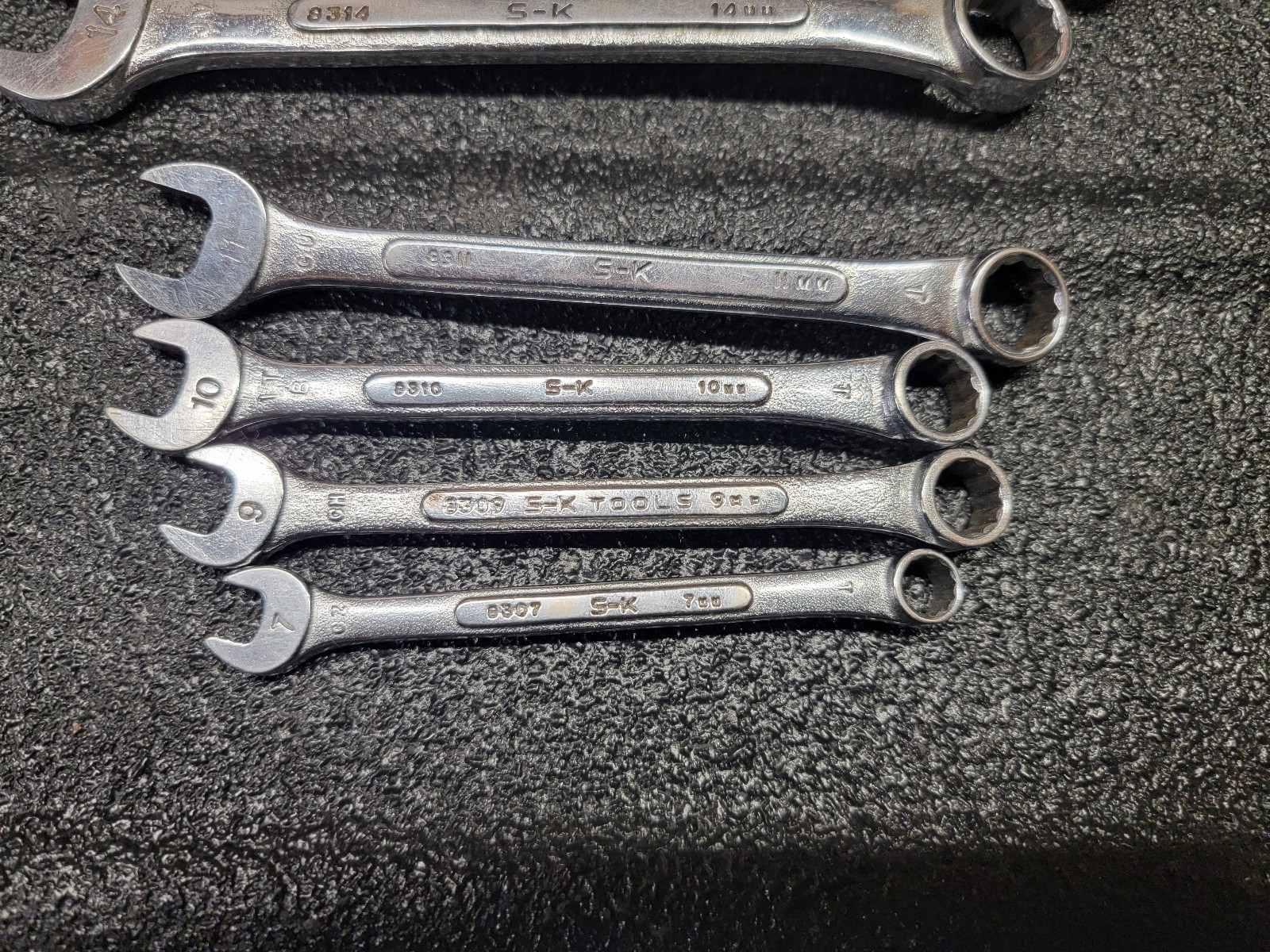 S-K Tools USA Combination Metric Wrench Set 7mm 9mm 10mm 11mm 14mm 18mm 19mm SK