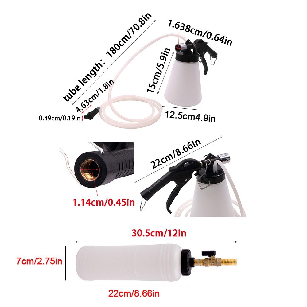 1L Car Brake & Clutch Fluid Bleeding kit Pneumatic Air Vacuum Pump Tool kit