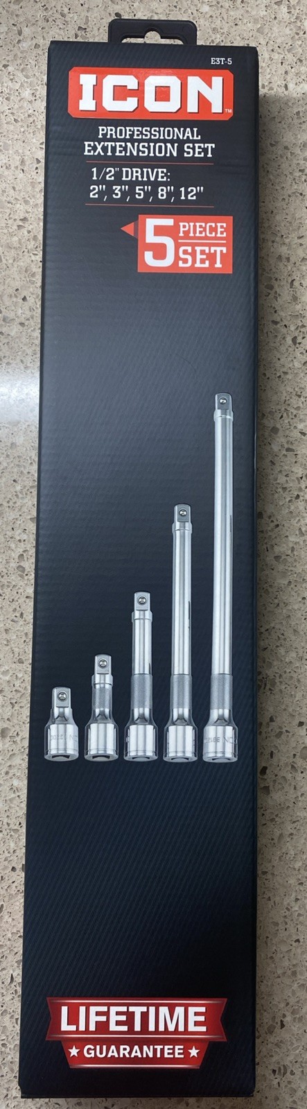 NEW ICON 1/2″ Drive Professional Extension Set E3T-5 58275