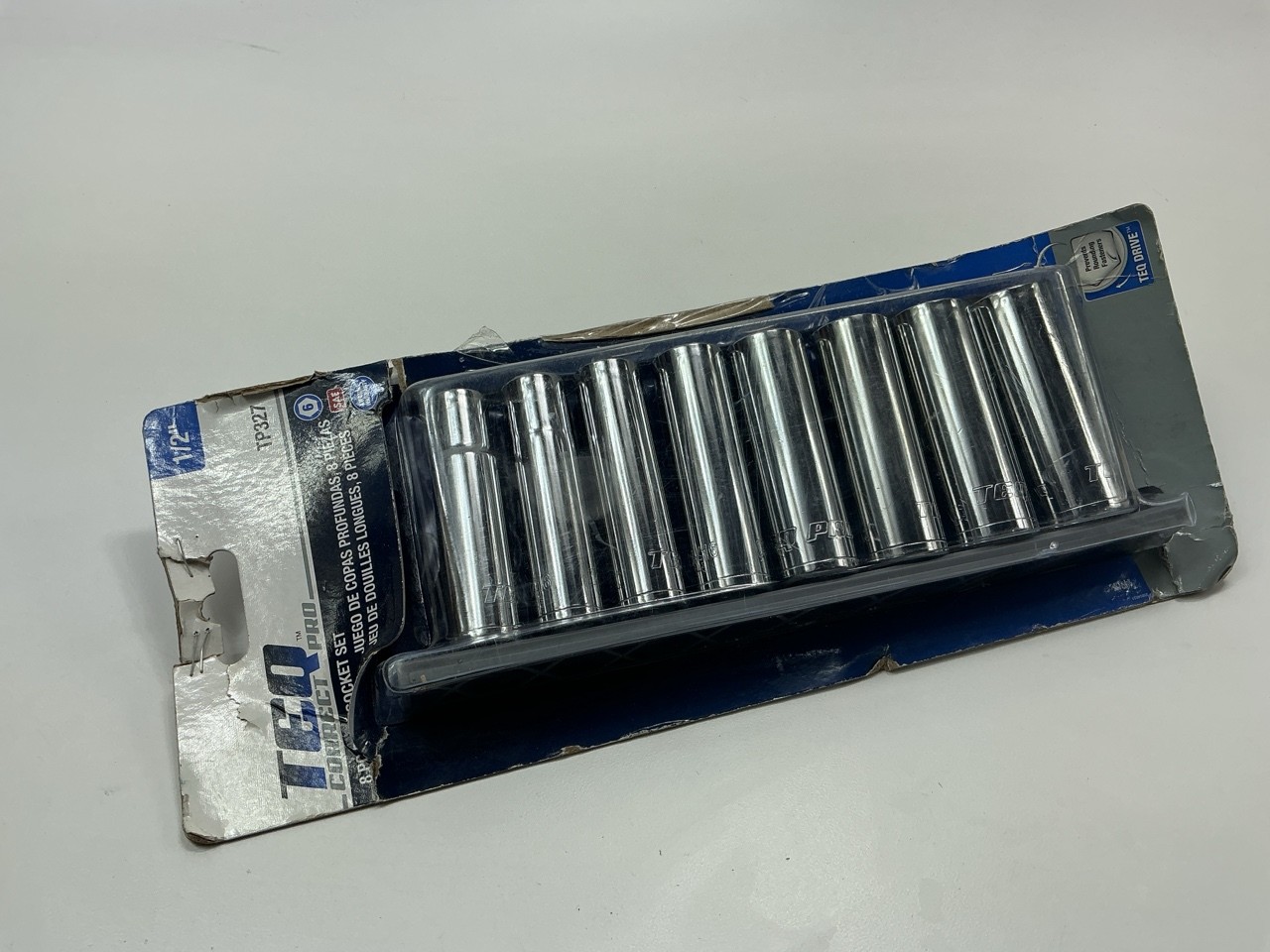 OPENED – TEQ TP327 Deep Socket Set SAE 1/2″ Drive, 8 Piece Set 1/2″-15/16″