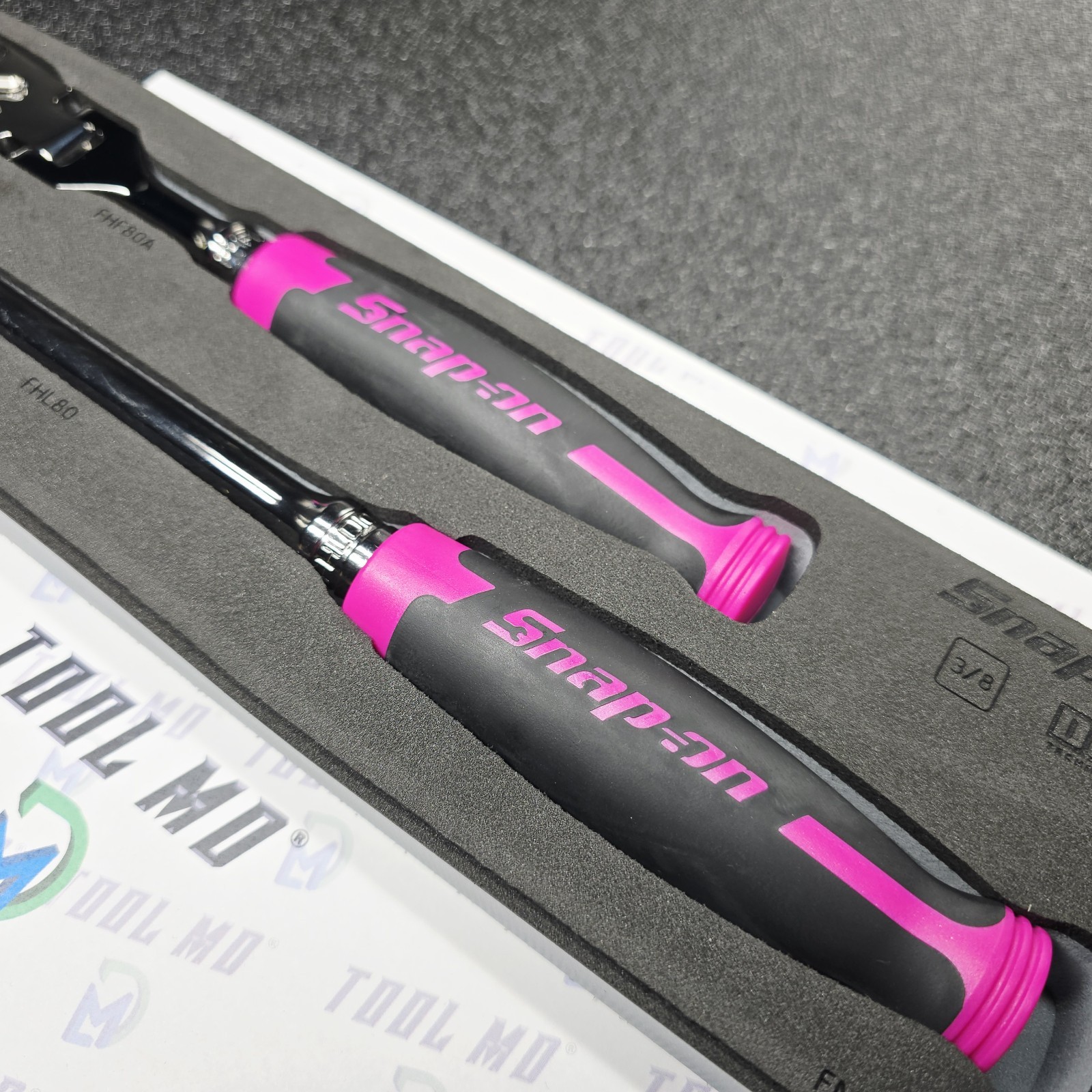 Snap-on Tools USA NEW ELECTRIC PINK 2pc 3/8″ Drive 100 Tooth Cynergy Ratchet Set