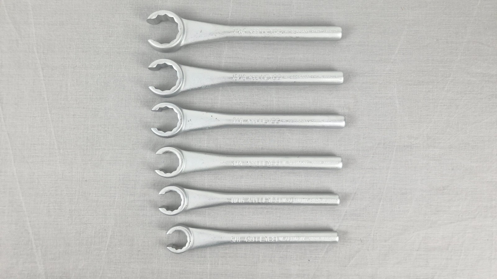 HEYCO 499 Single Ended Flare Nut Wrench Set 6pc SAE – Vintage