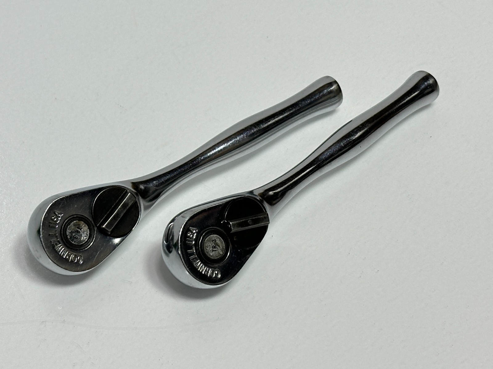 Cornwell Tools USA 2pc TR3 1/4″ Drive Chrome Handle Ratchet Pair Set Lot