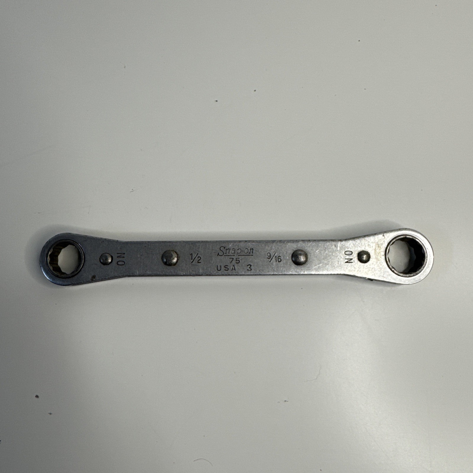 Snap On 75 Double Box End Ratcheting Wrench 1/2″ 9/16” 12 point USA 3