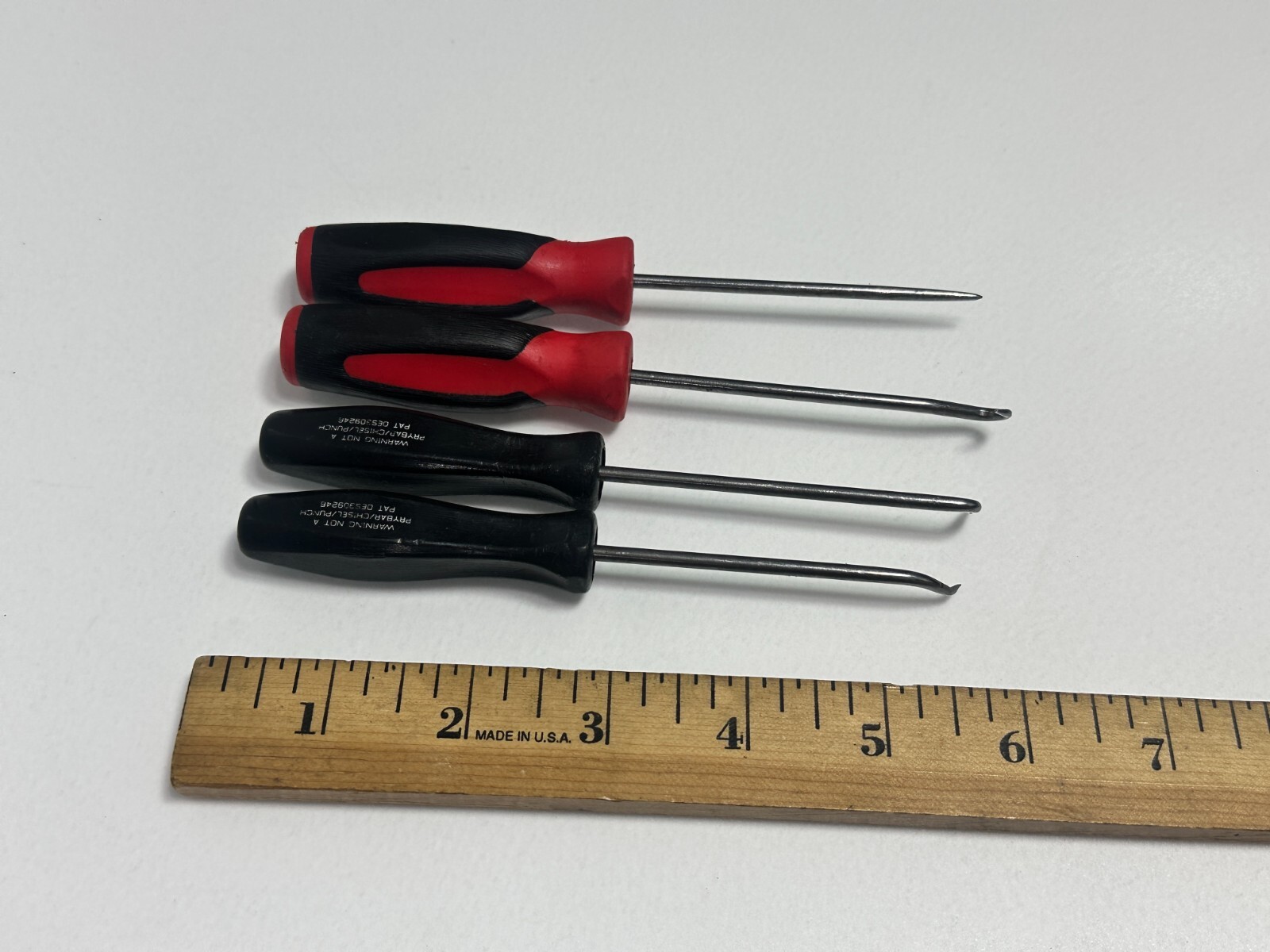 Snap On Tools USA 4pc Black Hard Handle / Red Soft Mini Pick Set w/Pouch ASA204
