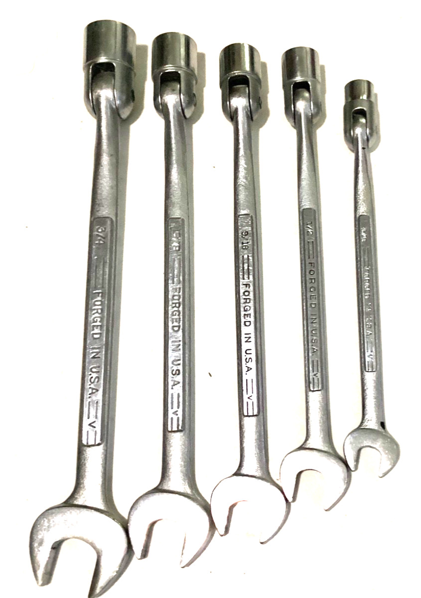 VTG Craftsman Flex Socket Combination Wrench 5pc Saltus 3/8 1/2 9/16 5/8 3/4″ V