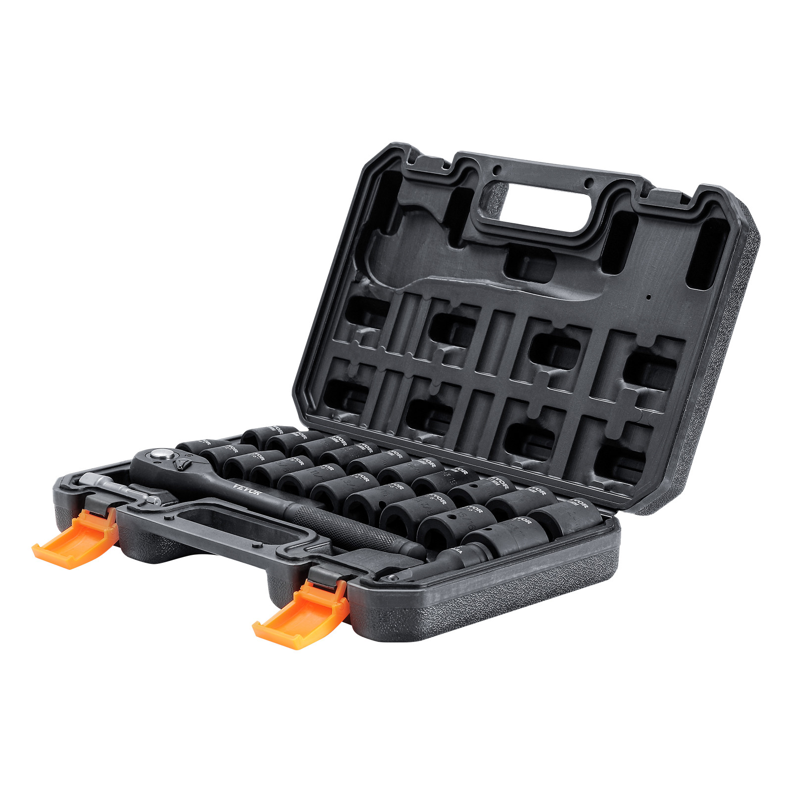 VEVOR Impact Sockets Set 23pcs 6-Point 1/2in Drive Bit Ratchet Tool Kit Case