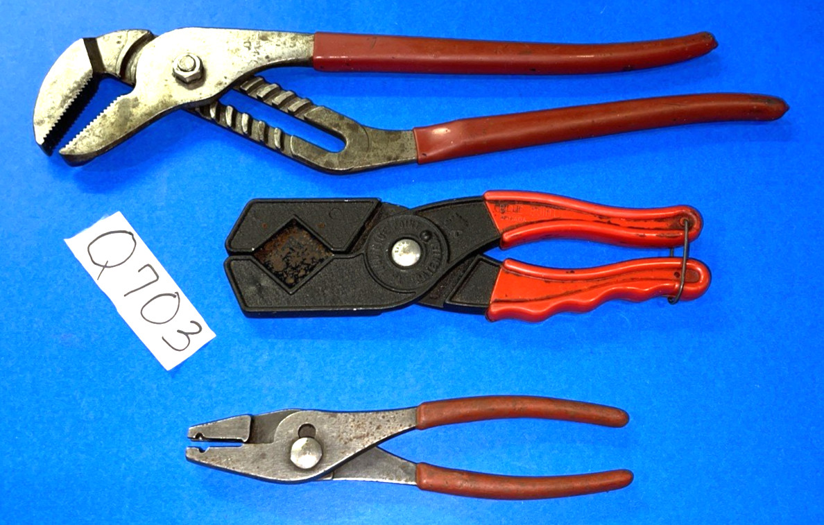 SNAP-ON & BLUE-POINT TOOLS 3 PC HOSE CUTTERS, ADJUSTABLE JAWS, HOSE CLAMP PLIERS