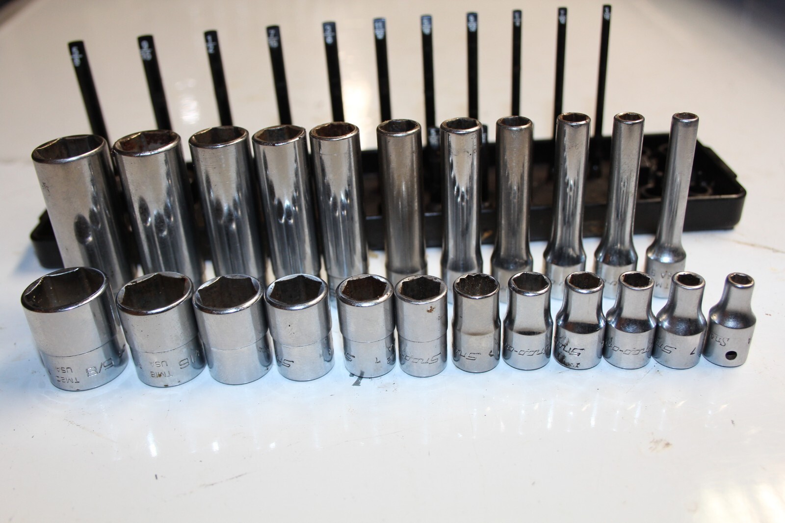 SNAP-ON TOOLS 23 pc 1/4″ Drive 6-Point SAE Shallow / Deep Socket Set USA