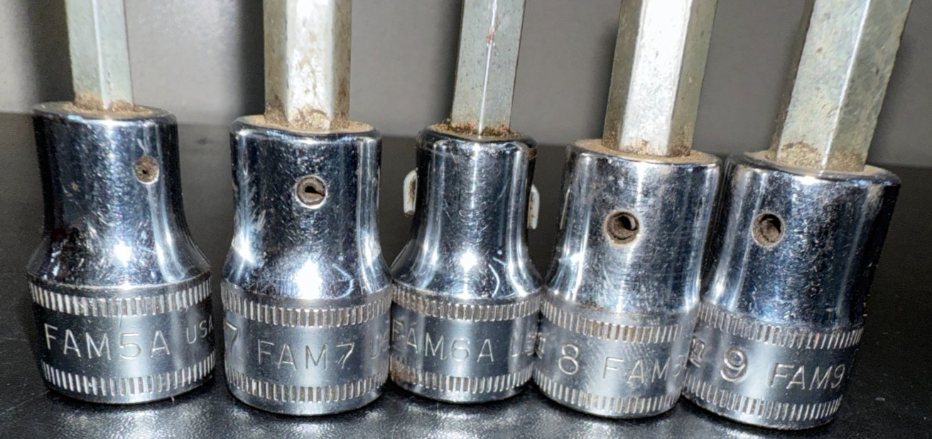 Snap-On 5pc Metric Hex Bit Socket Set FAM5A, FAM6A, FAM7, FAM8A & FAM9