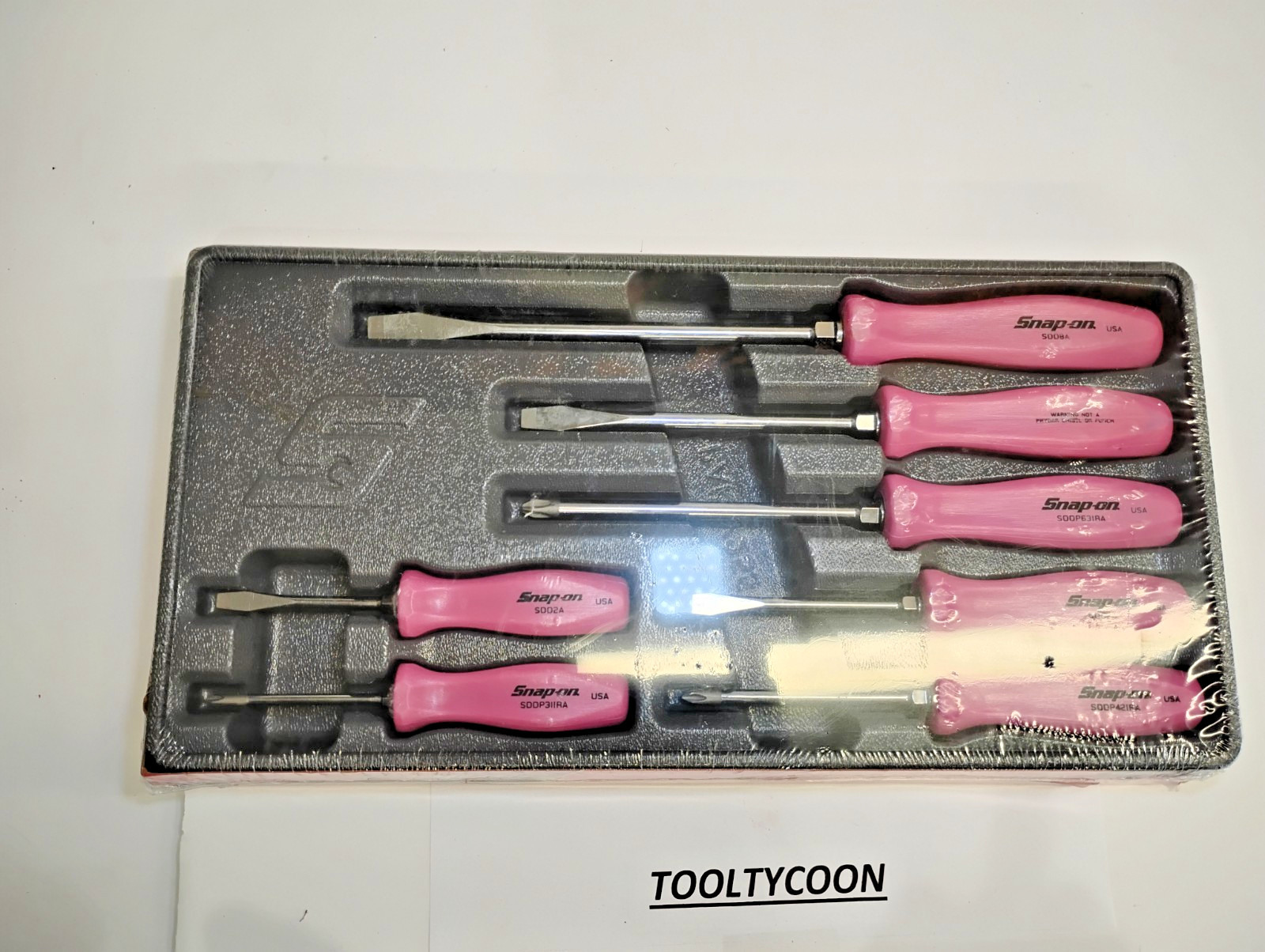 Snap-on Tools USA NEW NOS 7PC PEARL PINK Hard Handle Screwdriver Set SDDX70APP