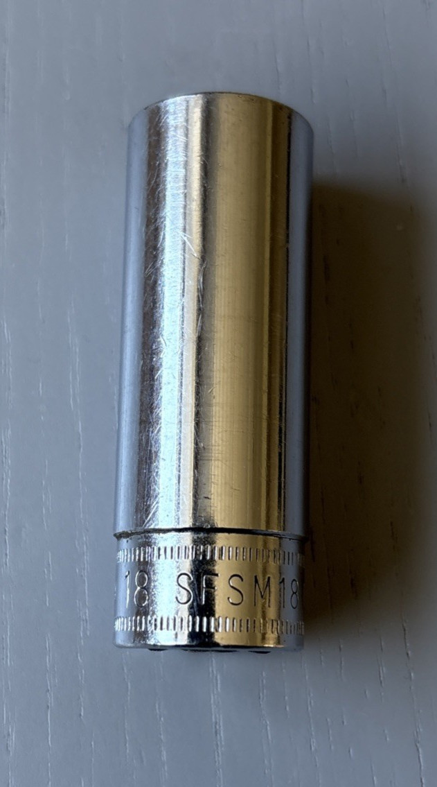 Snap On 3/8″ Drive 18MM 6PT Metric Chrome Deep Socket SFSM18 USA Made Free Ship