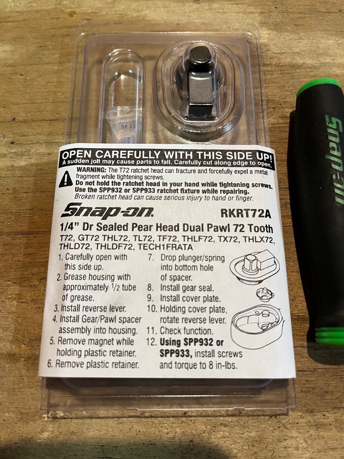 Snap-on RKRT72A 1/4 Drive Complete Repair Kit – (Green)