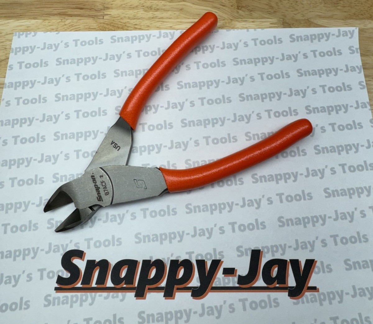 Snap-On Tools USA NEW ORANGE Soft Grip 7″ VECTOR EDGE Diagonal Cutter 87ACFO