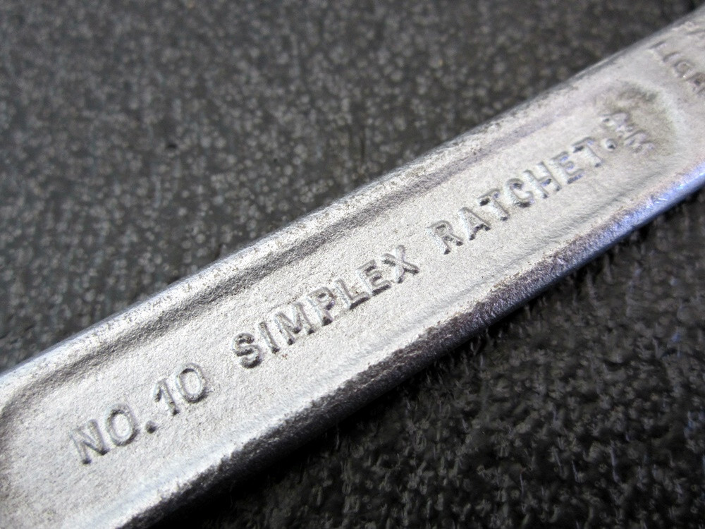 Antique Simplex No. 10 Ratchet Action Open End Wrench Frank C Reilly NY USA