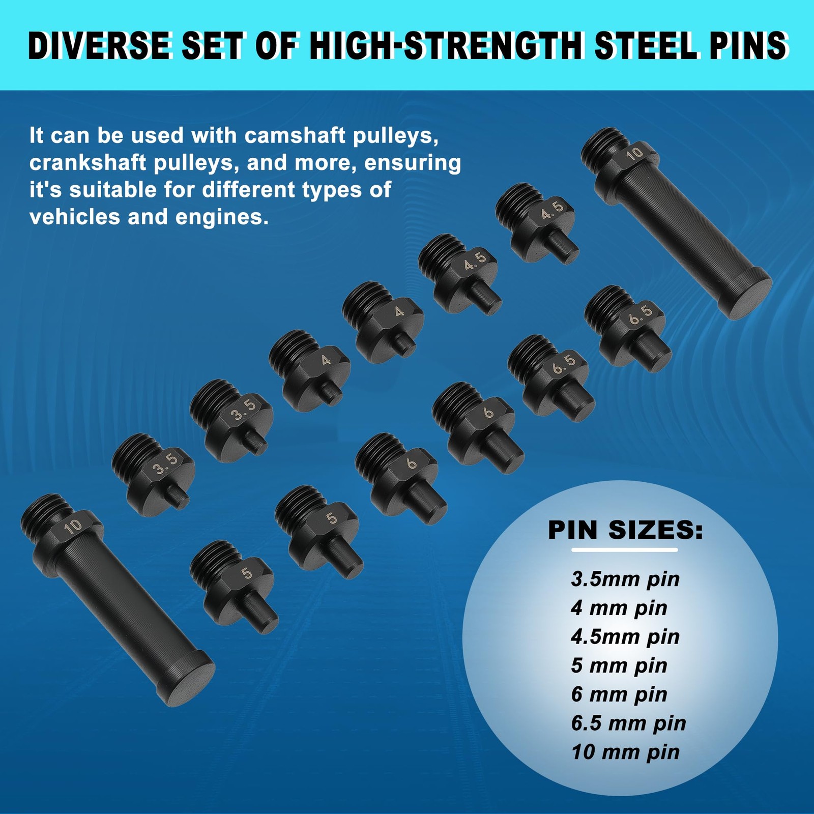 GEAROLL 15PCS Pulley Holder Tool 1-1/4 inches to 5 (32 ~ 127mm), Black