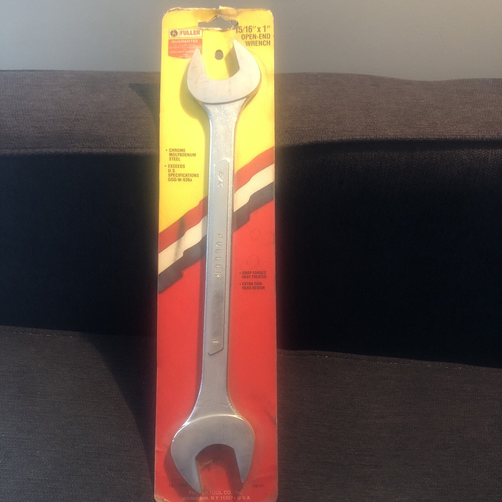 Vintage FULLER 15 / 16″ X 1” Open End Combination Wrench #1466 New On Card