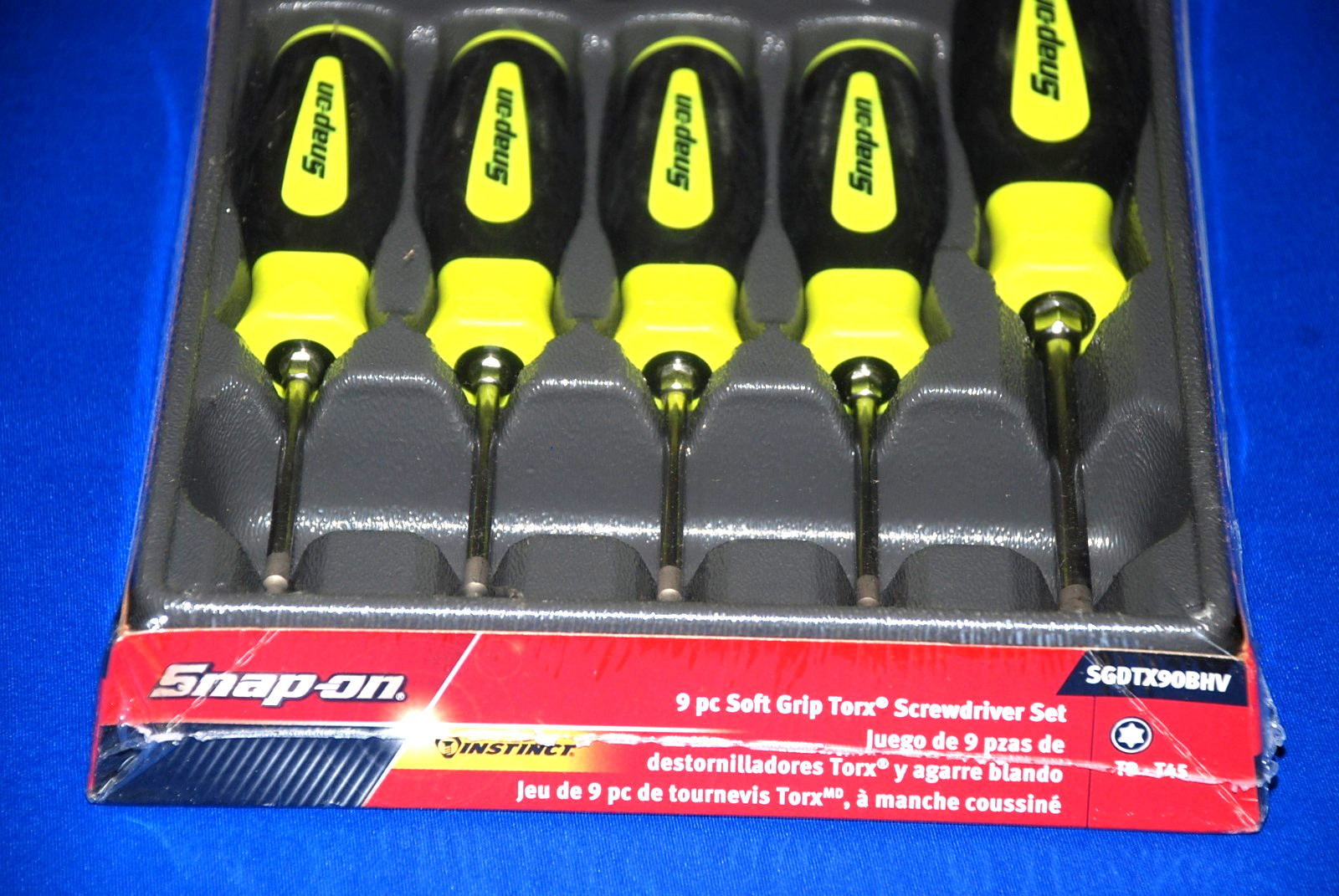 Snap-on NEW 9 Piece TORX Instinct Hi-Viz Yellow Soft Grip Screwdriver Set T8-T45