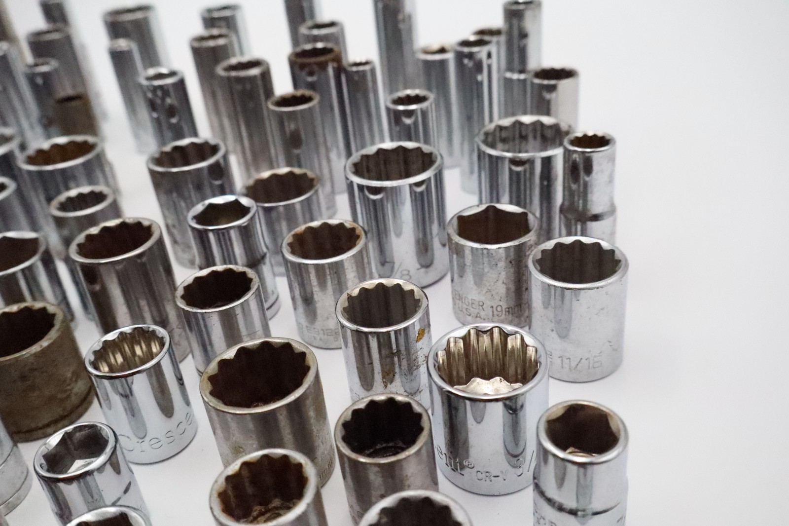 Large Mixed Socket Lot 1/4 3/8 1/2 Drive SAE Metric Deep Standard USA Tools