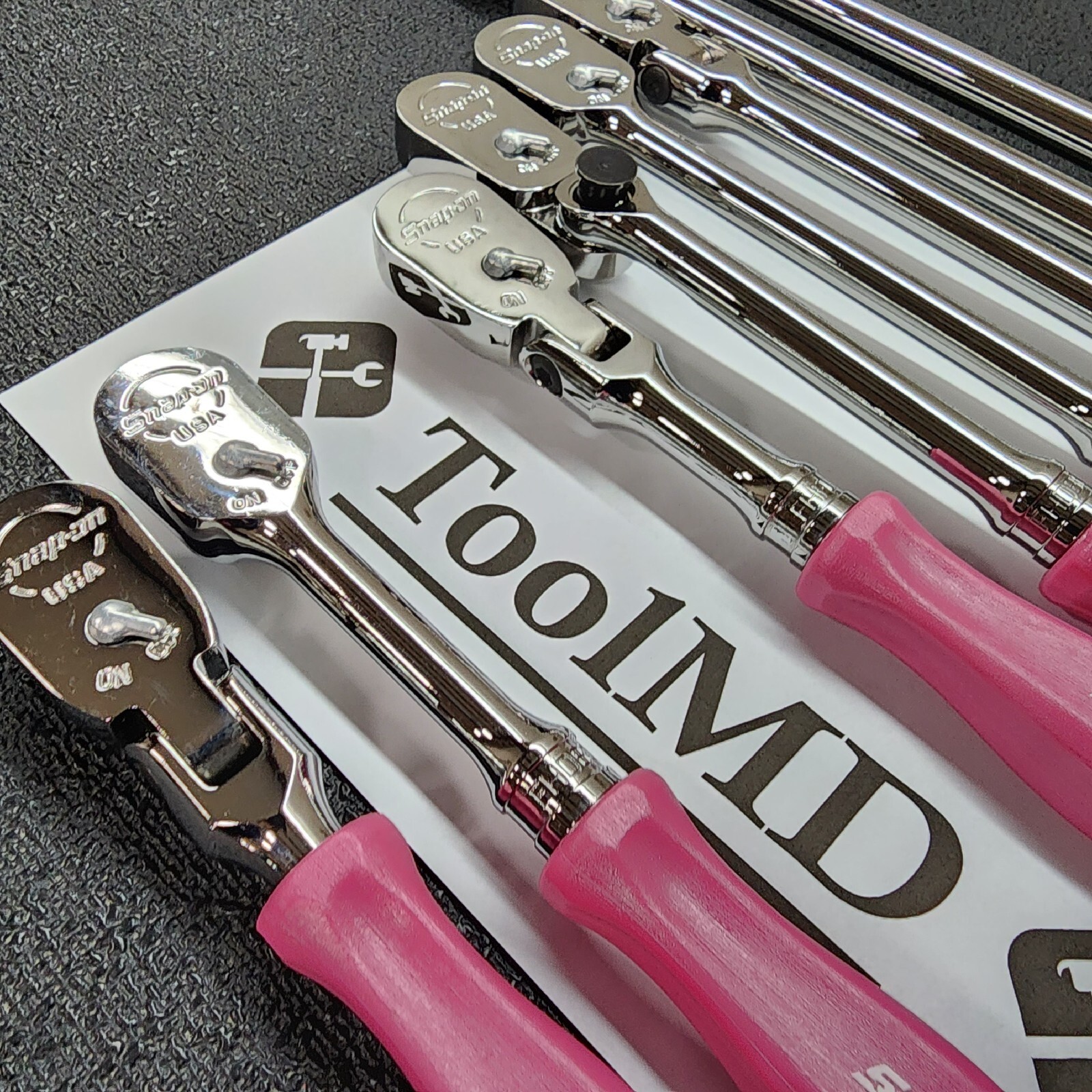 Snap-on Tools NEW 8pc PEARL PINK Hard Handle 3/8″ Drv Fixed Flex Ratchet Lot Set