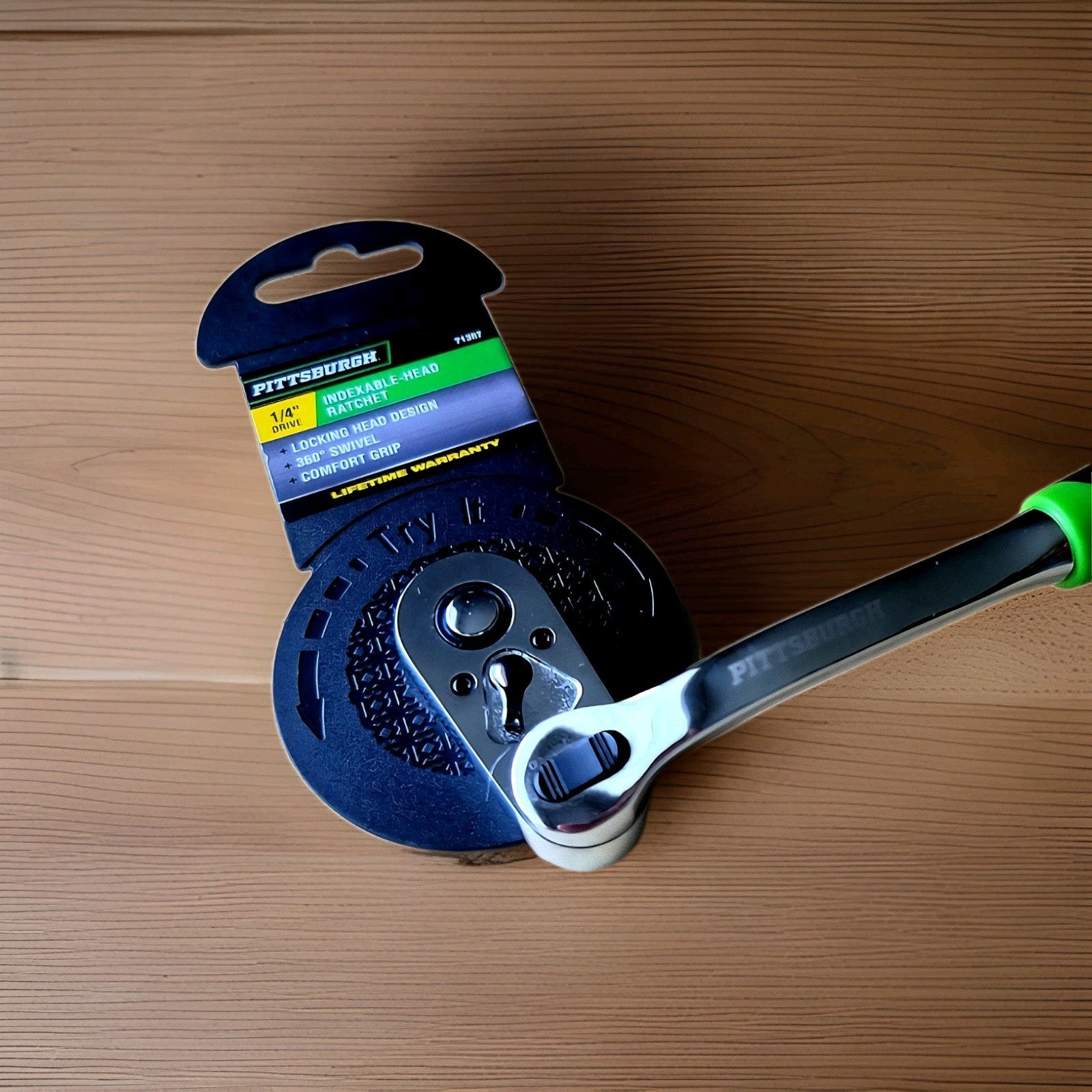 PITTSBURGH 1/4 in. Drive Indexable-Head Ratchet.360° SWivel