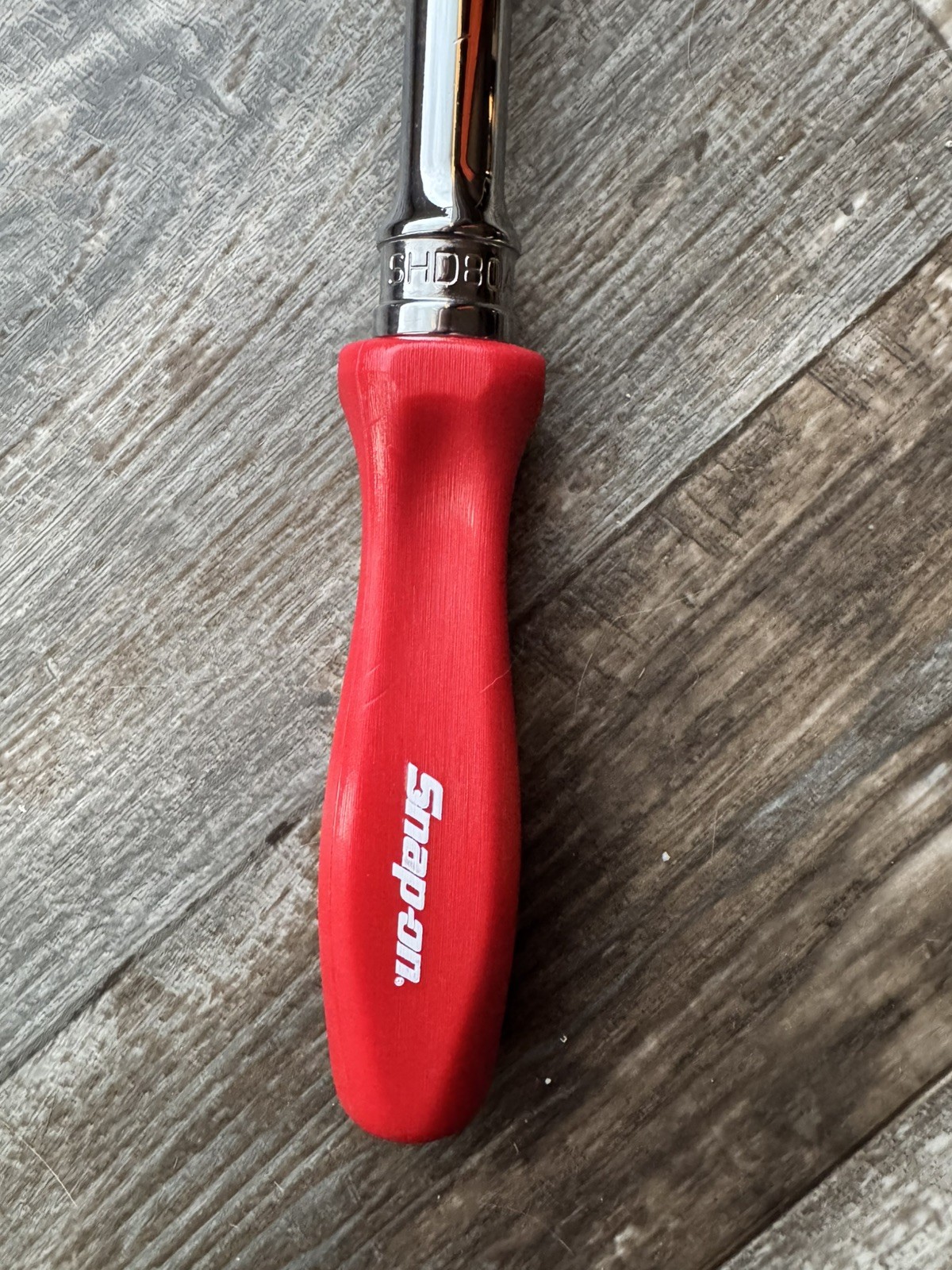 Snap On shd80a 1/2” drive hard handle long ratchet Red 11-5/8” long