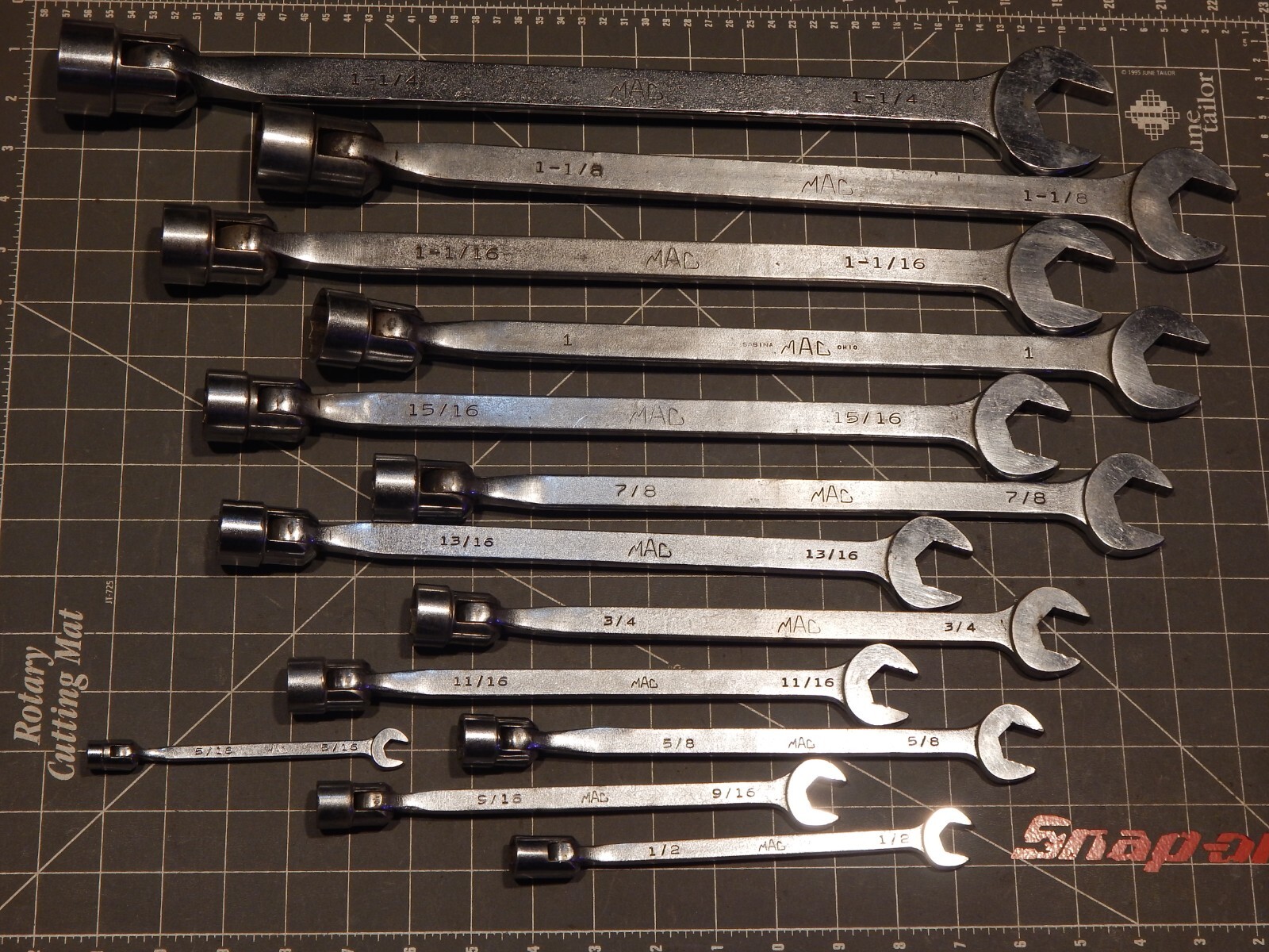 Mac 16Pc MINUS 3/8″ SAE Combination Flex Head Socket End Wrench Set 1/4″ 1 1/4″