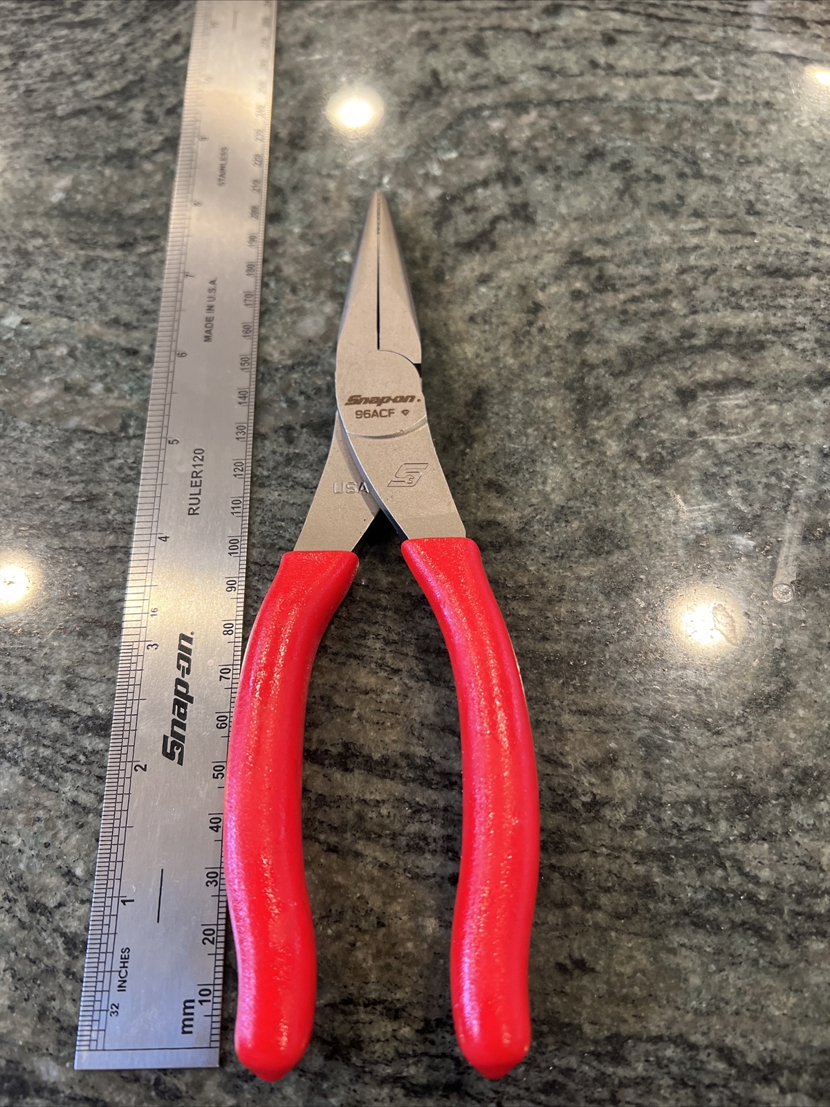 Snap-On 96acf 8″ talon grip needle nose pliers red