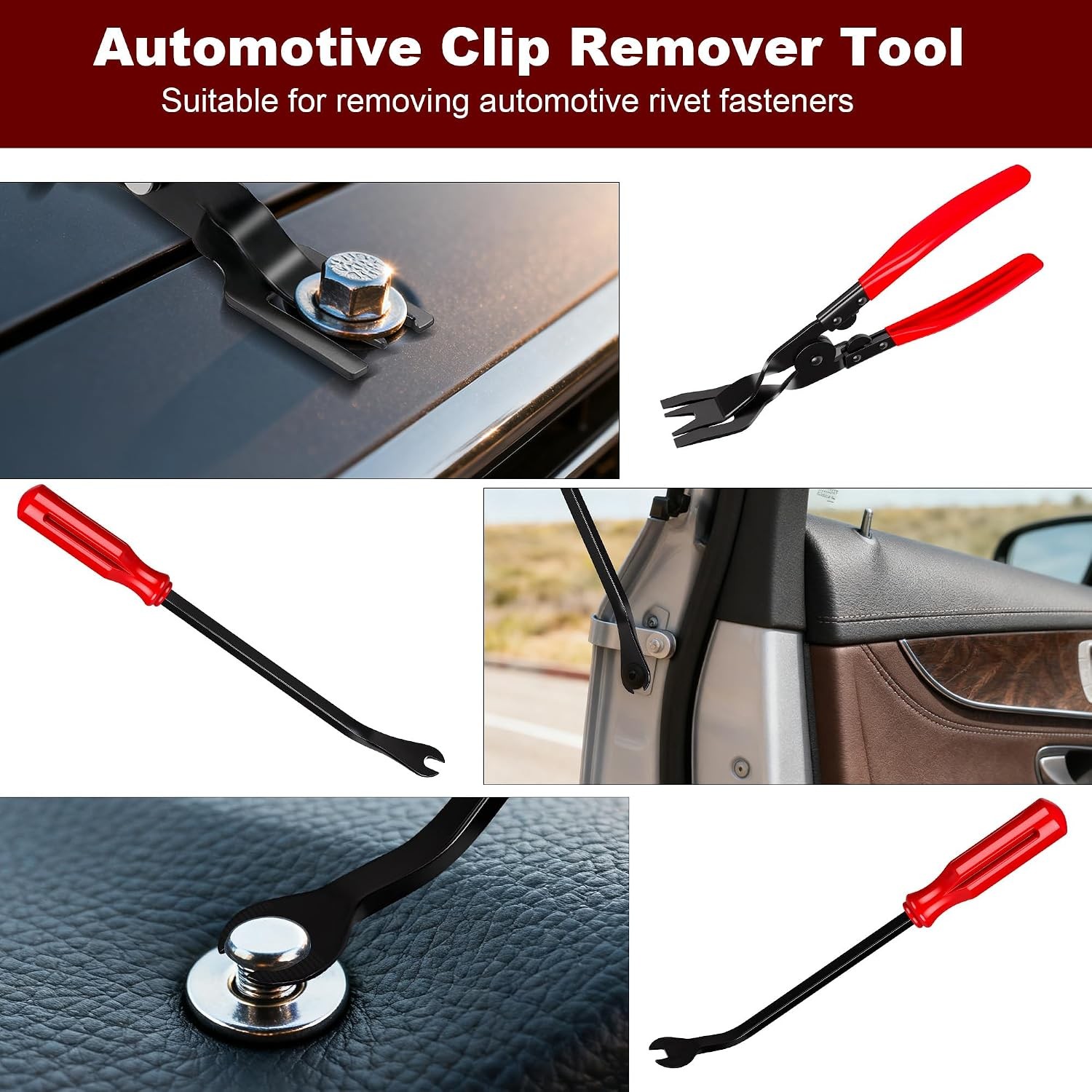 8 Pcs Auto Trim Removal Tool Kit with Non-Scratch Plastic Pry and Fastener Clip