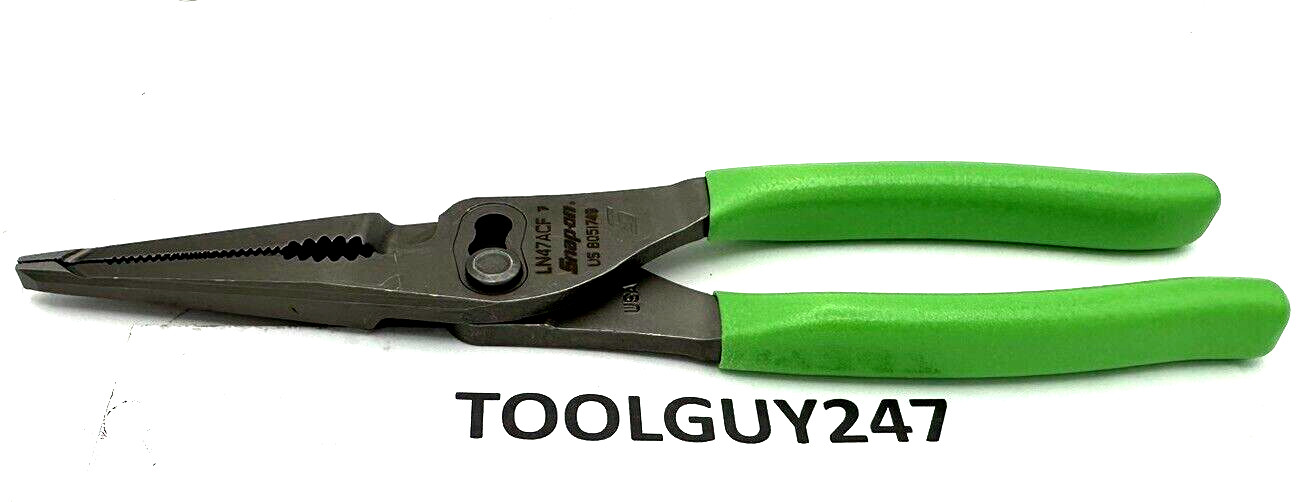 SNAP ON TOOLS USA GREEN 9″ Talon Grip Long Nose Slip Joint Pliers LN47ACF G NEW