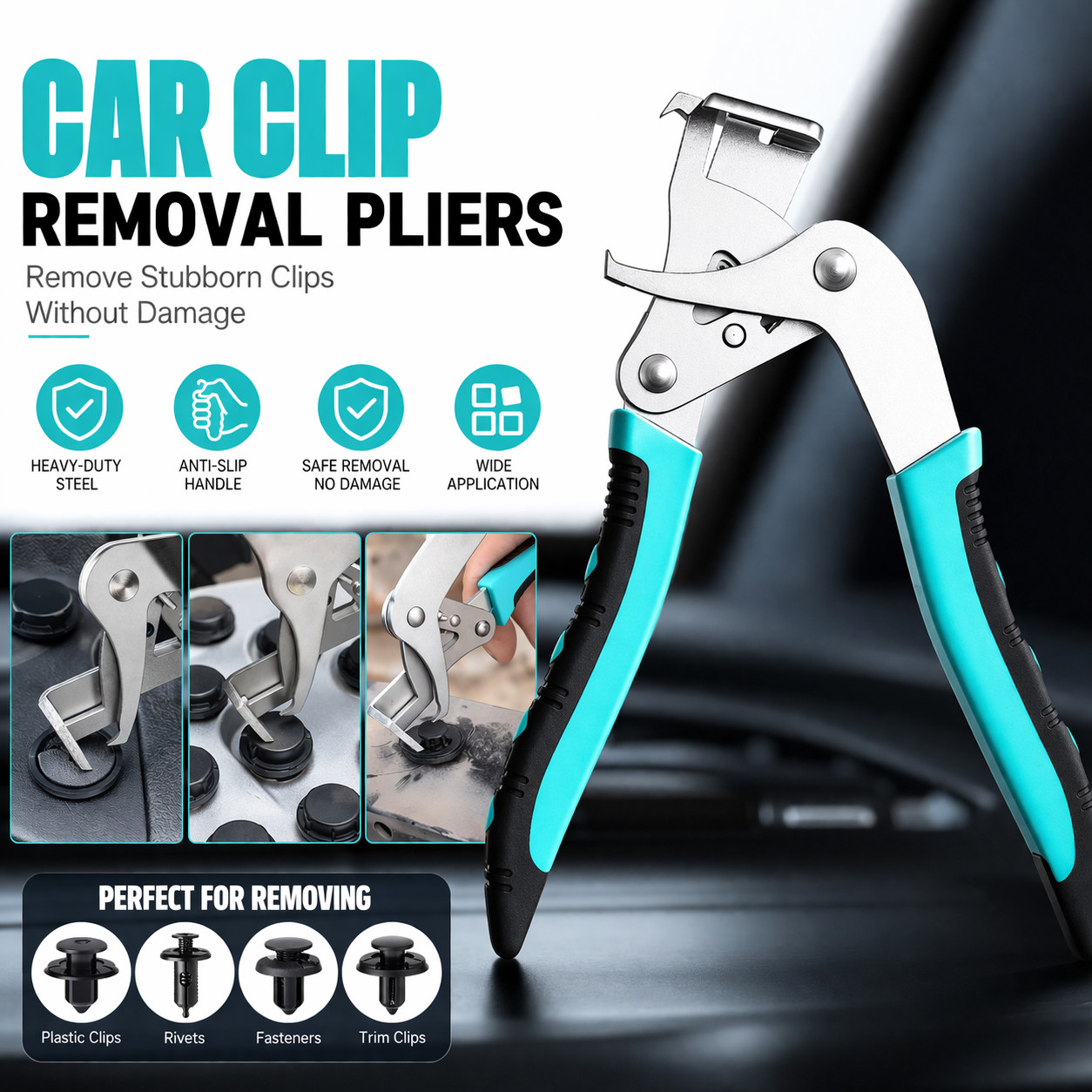 HEAVY-DUTY CAR CLIP PLIERS TRIM TOOL FASTENER REMOVAL LEVER DISASSEMBLY FOR AUTO