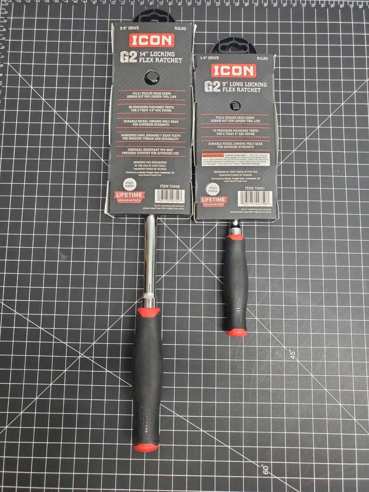 Icon G2 Locking Flex Head Ratchet Set (2PCS) ¼ & ⅜ 70446 (R2LKG) & 70451 (R1LKG)