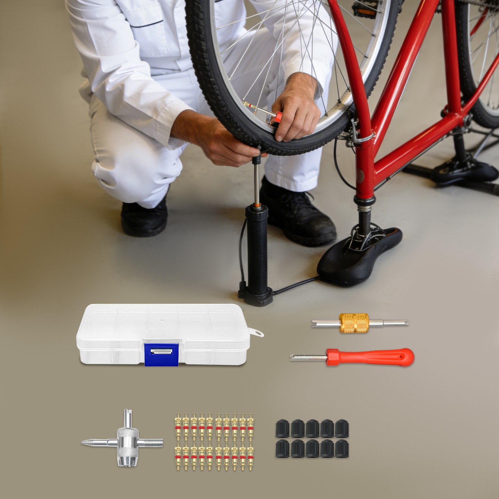 33-Piece Valve Core Removal Tool Kit Tire Valve Stem Valve Core Repair Tool