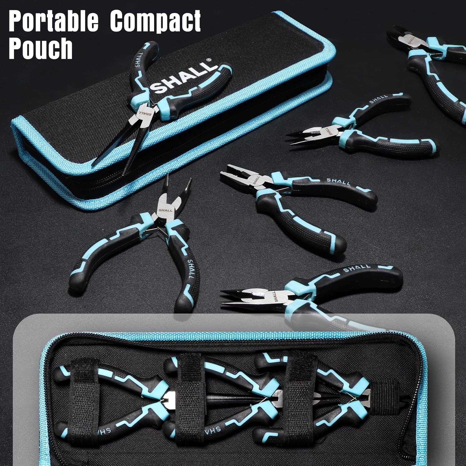 SHALL Mini Pliers Set, 6-Piece Small Tool Set Includes mini, Black