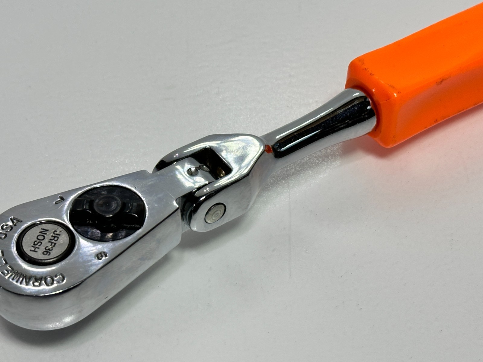 Cornwell Tools USA JRF36 3/8″ Drive Stubby ORANGE Hard Handle Flex Head Ratchet