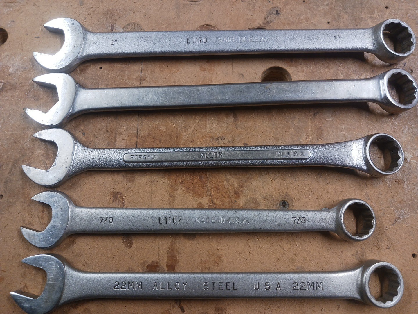 Lot of 6 USA Wrenches, Billings, Bonney, S-K, Husky,& Proto, Used
