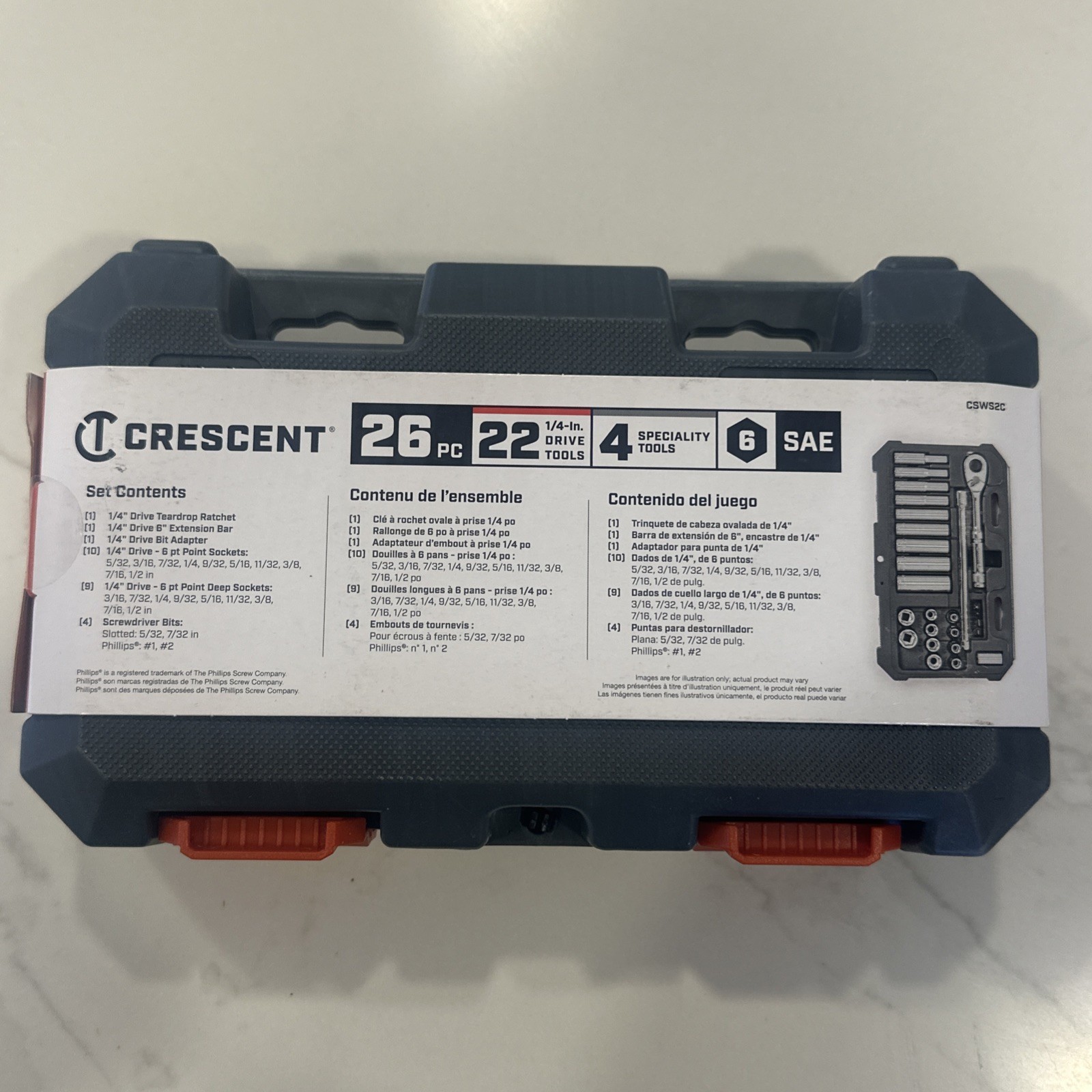 Crescent 1/4″ Drive SAE Mechanic’s Socket Set – 26 Piece
