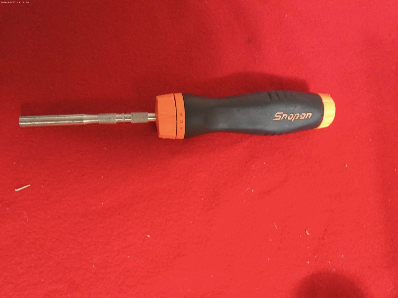Snap On Ratcheting & Magnetic Soft Grip Screwdriver Bright Orange Color 5 bits