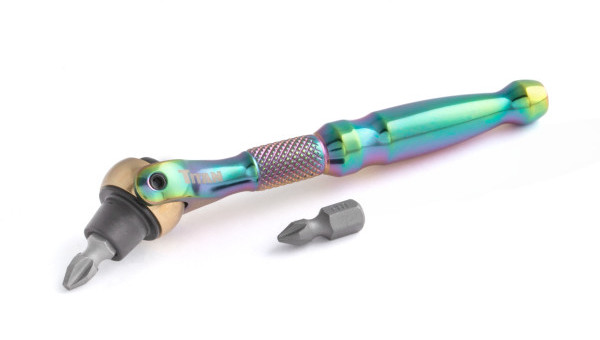 TITAN 1/4 in. Drive Titanium Swivel Head Ratcheting Micro Bit Driver 11327