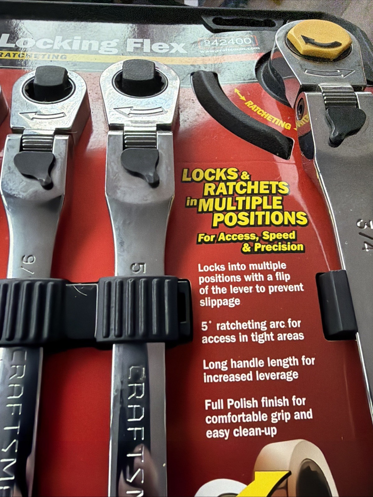Rare Sears Craftsman USA Nos 7pc Locking Flex Ratcheting Wrench Set 42400