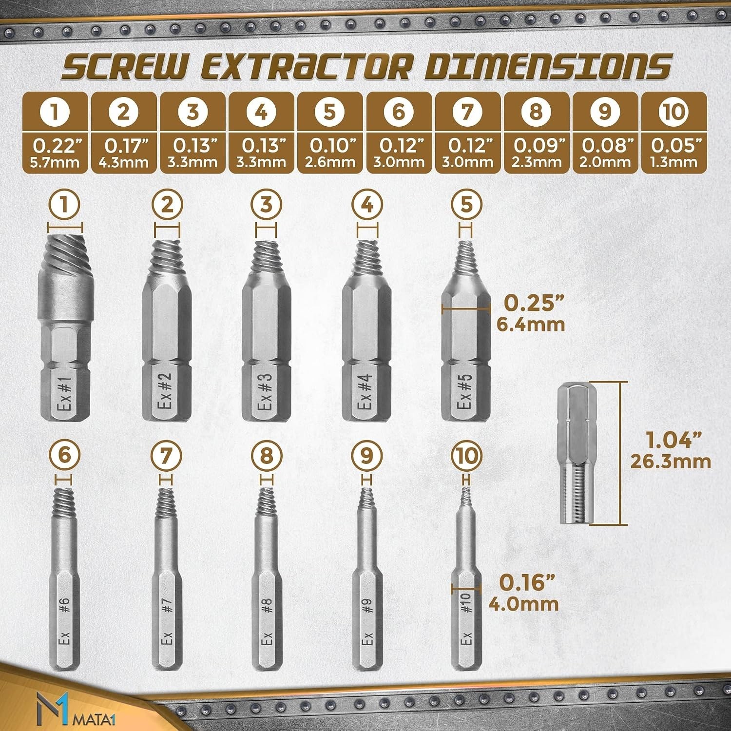 22-Piece Screw Extractor Set – Effortless Removal of Stripped & Broken Screws