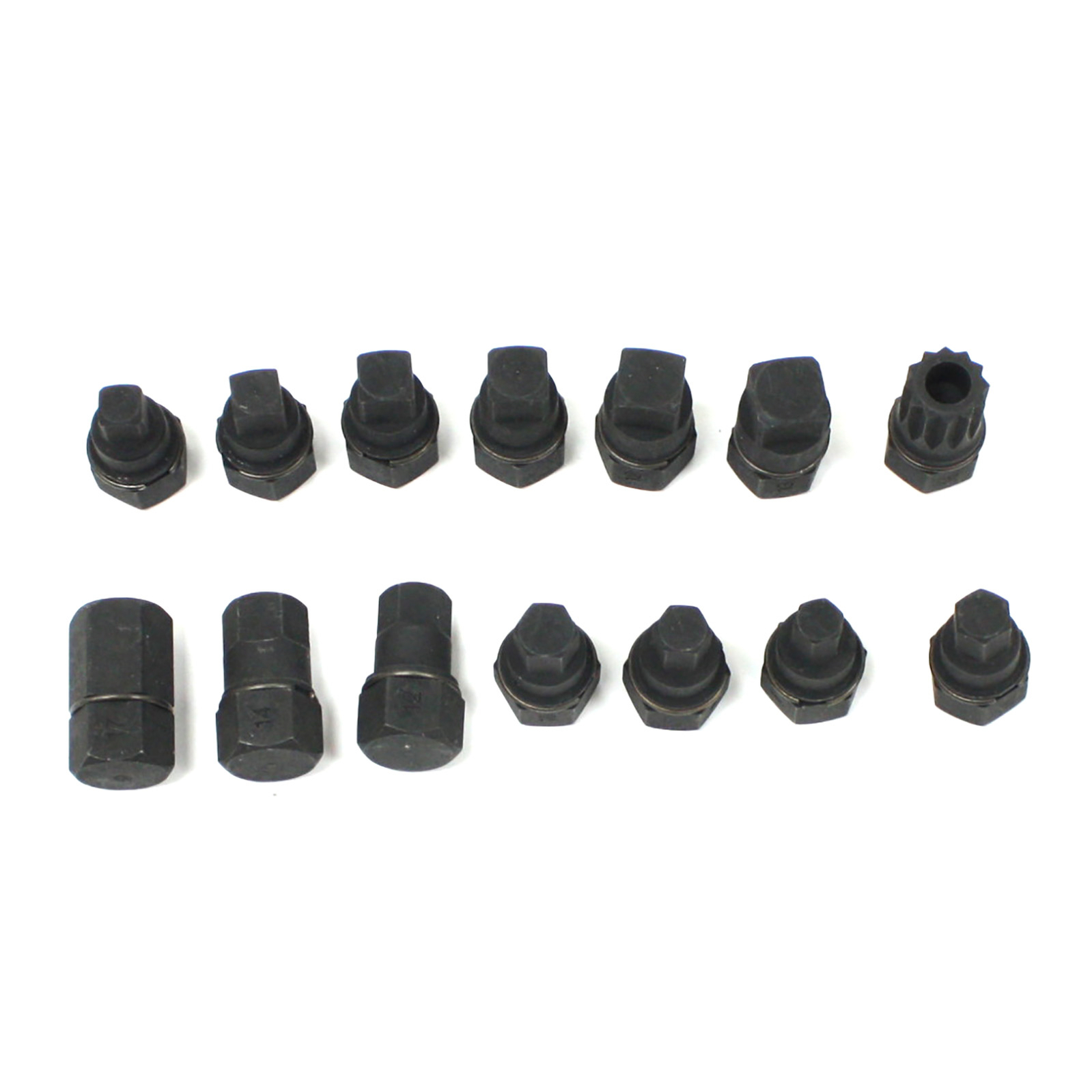 14 pc Master Oil Drain Plug Key Set 3/8″ Socket Drive Car Hex Square M16 Spline