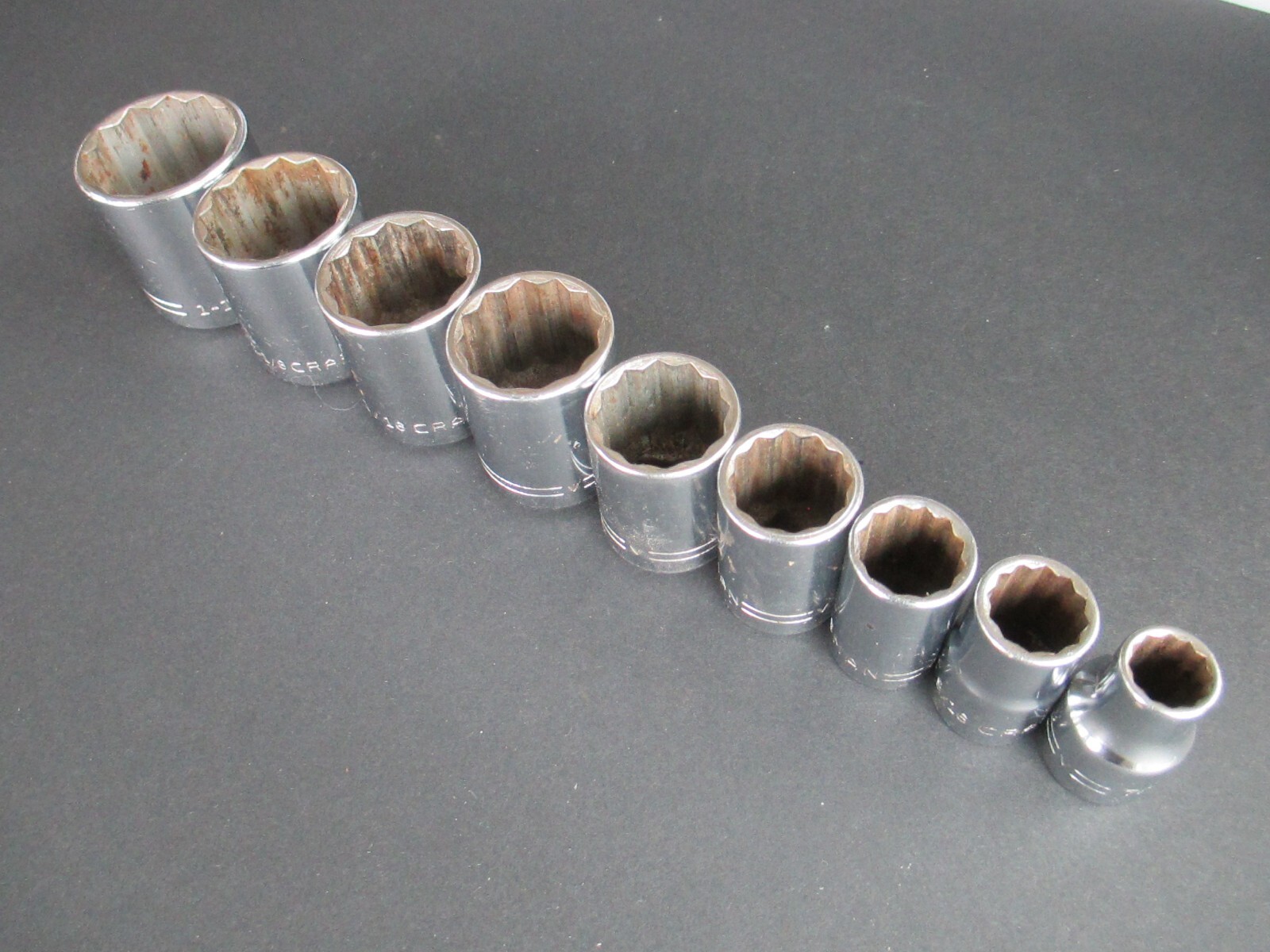 9 pc set Craftsman SAE Socket Set 1/2″ Drive =V= Series 1 1/4 thru 7/16 USA A5