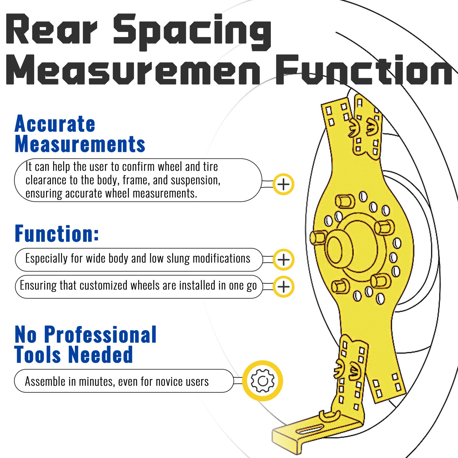 5-Lug Pattern 14″-22″Wheel Fitment Simulator Tool Tire Size For Measuring Mockup