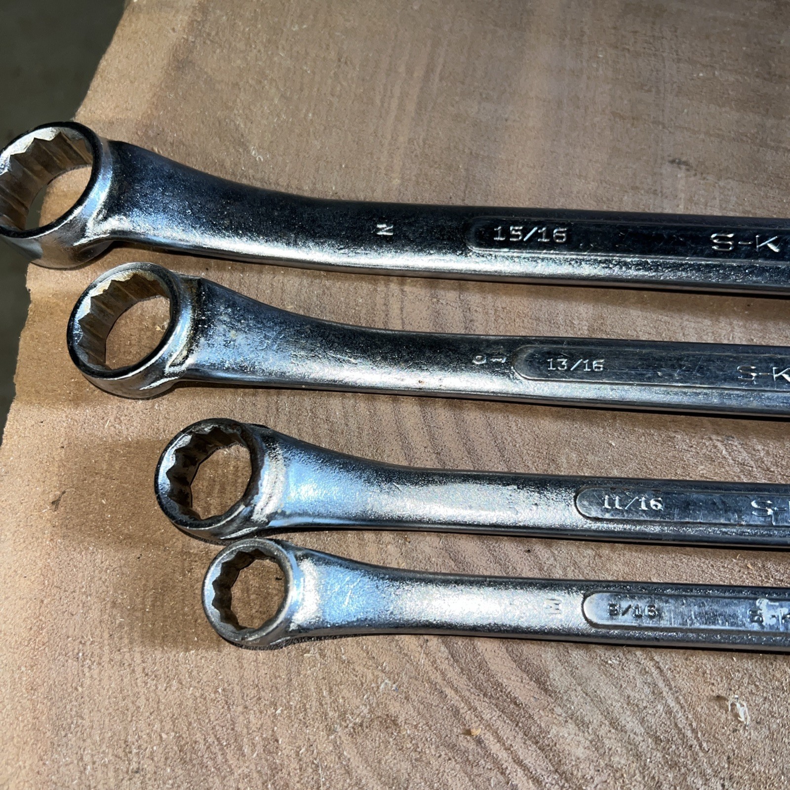 Vintage S-K Wayne 4 Piece SAE Offset Double Box End Wrench Set 9/16″ To 1″, USA