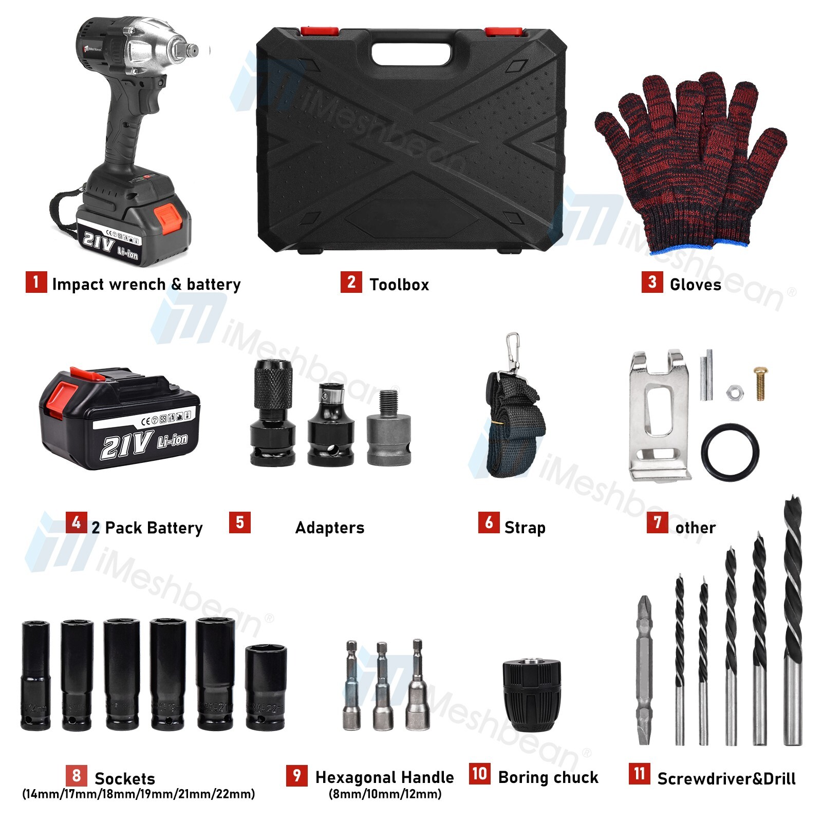 800Nm Cordless Electric Impact Wrench 1/2» Gun High Power Driver Li-ion Battery